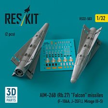 AIM-26B (Rb.27) `Falcon` missiles (2 pcs) (3D Printed) (Plastic model)