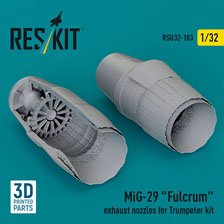 MiG-29 `Fulcrum` exhaust nozzles for Trumpeter kit (3D Printed) (Plastic model)