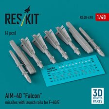 AIM-4D `Falcon` missiles with launch rails for F-4D/E (4 pcs) (3D Printed) (Plastic model)