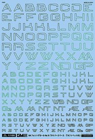 1/100 Font Decall No.16 [Cyber Space Alphabet #2] Prism Night Green (Material)