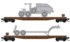 (N) 50` Fishbelly Side Flat Cars Southern Pacifc Flat Car with `Dragon Wagon` Load (2-Car Set) (Model Train)