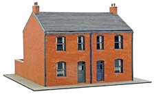 (N) NB-308 Victorian style red brick Townhouse Full Set (Model Train)