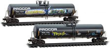 (N) Procor Weathered Tank Car 2-pack (2-Car Set) (Model Train)