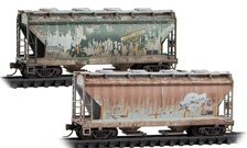(N) Weathered CNW 2-Bay Hopper 2-pack (2-Car Set) (Model Train)