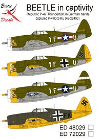 `捕獲されたビートル` ドイツ空軍が鹵獲した P-47 サンダーボルト P-47D-2-RE (42-22490) (デカール)