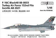 F-16C Block 40 88-0033 Turkey Air Force 152nd Filo Incirlik AB 2021 (Decal)