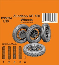 WW.II ドイツ ツュンダップ KS750 オートバイ用ホイール (アカデミー用) (プラモデル)