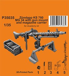 WW.II ドイツ ツュンダップ KS750 オートバイ用MG34 & マガジン入れ (アカデミー用) (プラモデル)