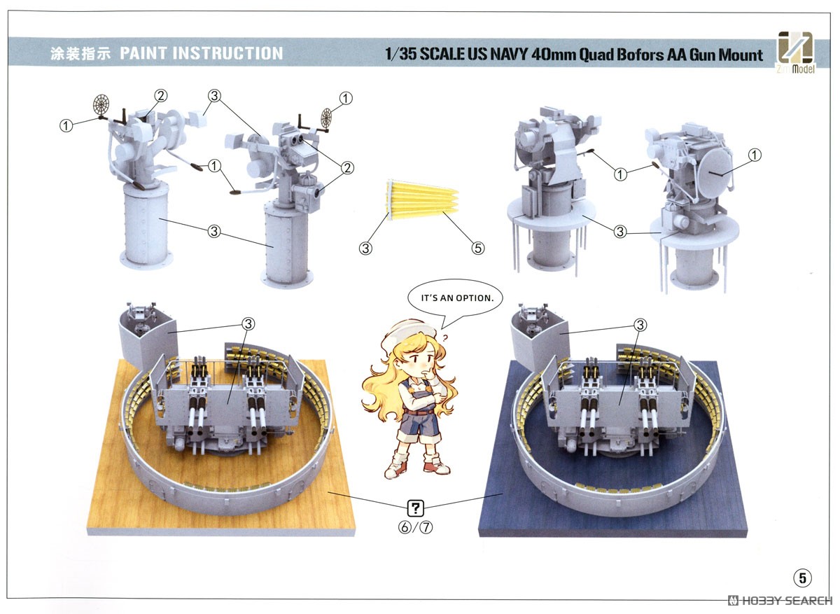 US Navy 40mm Quad Bofors AA Gun Mount (Plastic model) 塗装2
