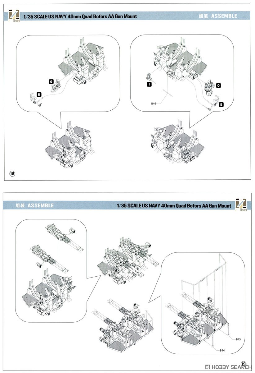 US Navy 40mm Quad Bofors AA Gun Mount (Plastic model) 設計図7 Modal