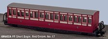 (OO-9) GR-602A FR Short `Bowsider` Coach - Red & Cream No.17 (Model Train)