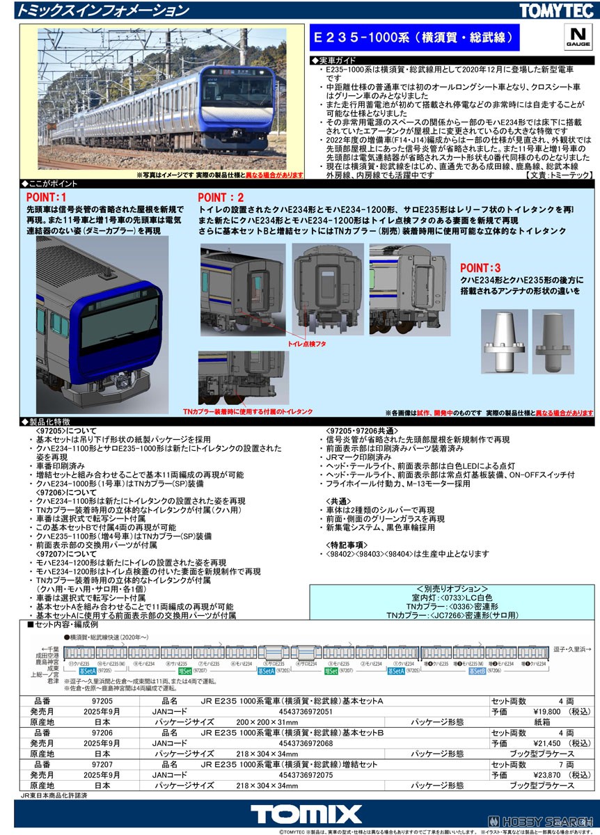 JR E235-1000系電車 (横須賀・総武線) 基本セットA (基本・4両セット) (鉄道模型) 解説1