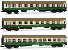 DR, 3-unit pack OSShD type B coaches, green/beige livery, A + AB + Bc, ep.IV (3両セット) (鉄道模型)