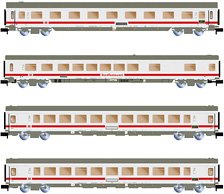 DB AG, 4-unit pack IC Wawel Hamburg - Berlin - Krakow, Avmz + ARmz218, 2x Bpmz, ICE-livery, ep.VI (4-Car Set) (Model Train)