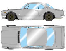 Nissan Skyline 2000GT-R (KPGC10) with Spoiler (NISSAN Works wheel) シルバー (ミニカー)