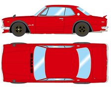 Nissan Skyline 2000GT-R (KPGC10) with Spoiler (NISSAN Works wheel) レッド (ミニカー)