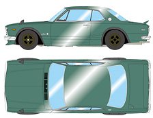 Nissan Skyline 2000GT-R (KPGC10) with Spoiler (NISSAN Works wheel) メタリックグリーン (ミニカー)