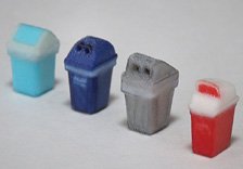 (N) ゴミ箱4種セット [1/150・カラー] (鉄道模型)