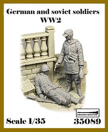 WWII ドイツ/ソビエト 歩兵セット 戦いの後(2体入) (プラモデル)