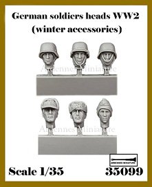 German Soldiers Heads WW2 (Winter Accessories) (Plastic model)
