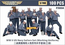WWII US Navy Sailors Set (Working Uniform) (Set of 100) (Plastic model)