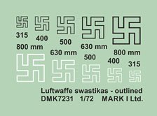 WW.II Luftwaffe Swastikas - Outlned (Decal)