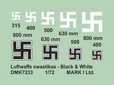 WW.II Luftwaffe Swastikas -Black & White (Decal)