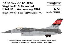 F-16C ブロック30 86-0216 バージニア ANG リッチモンド 米空軍50周年 1997年 (デカール)