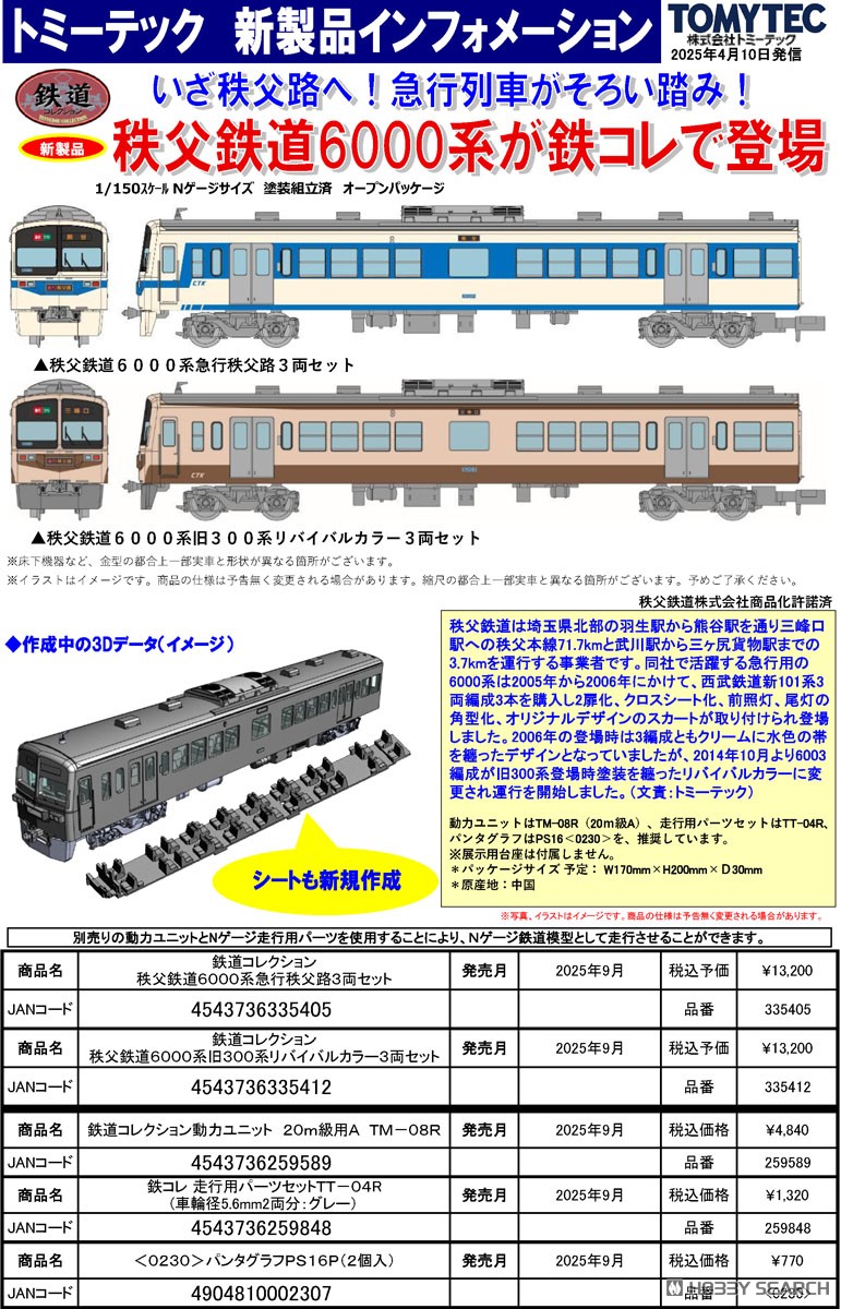 The Railway Collection Chichibu Railway Series 6000 `Express Chichibuji` Three Car Set (3-Car Set) (Model Train) その他の画像2
