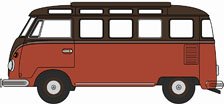 (OO) VW T1 サンバ バス シーリングワックス レッド/チェスナットブラウン (鉄道模型)