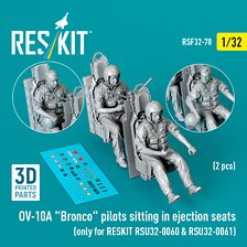 OV-10A `Bronco` pilots sitting in ejection seats (2 pcs) (only for RESKIT RSU32-0060 & RSU32-0061) (Plastic model)