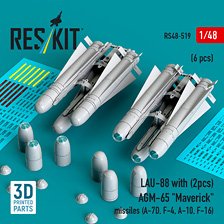 AGM-65 マベリックミサイル (6個) w/LAU-88 三連装ランチャー (2個) (プラモデル)