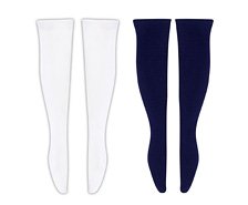 Q`z Knee-high socks A Set White / Navy (Fashion Doll)