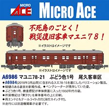 マユニ78-21 ぶどう色1号 尾久客車区 (鉄道模型)