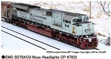 (N) EMD SD70ACU Nose Headlights CP #7022 (Model Train)