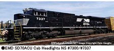 (N) EMD SD70ACU Cab Headlights NS #7337 (Model Train)