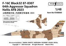 F-16C ブロック32 87-0307 米空軍 第64アグレッサー飛行隊 ネリス空軍基地 2023年 (エッチング & 3Dプリントパーツ付) (デカール)