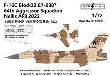 F-16C ブロック32 87-0307 米空軍 第64アグレッサー飛行隊 ネリス空軍基地 2023年 (エッチング & 3Dプリントパーツ付) (デカール)
