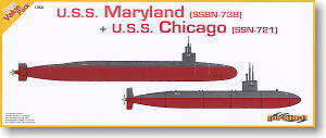 現用アメリカ海軍 U.S.S メリーランド(SSBN-738) + U.S.S シカゴ(SSN-721) (プラモデル)
