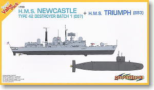 イギリス海軍 42型駆逐艦 D87 ニューキャッスル+トラファルガー級原子力潜水艦 S93 トライアンフ (プラモデル)