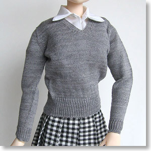 60cm V-Neck Sweater (Gray) (Fashion Doll)
