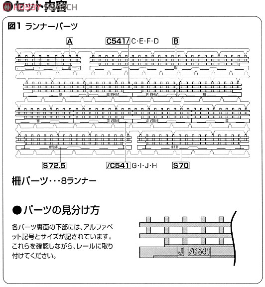 ワイドレール柵(F) C541･S72.5･S70･E･ワイド化PR(L)541(280)･PX280 (8枚入) (鉄道模型) 設計図5