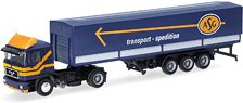 (HO) MAN F90 Canvas Semi Trailer `ASG` (Model Train)