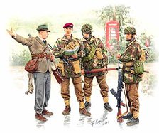 British Airborne Forces 1944 Part 1 - 3 Soldiers & 1 Civilian (Plastic model)