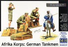 German DAK Africa Corps tank crew x 3 + local resident x 1 + loading donkey (Plastic model)