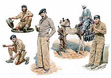 英・第8軍北アフリカ兵士5体+アラブ民間人1体＆ラクダ (プラモデル)