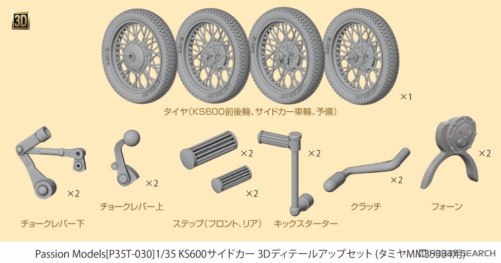 KS600サイドカー 3Dディテールアップセット (プラモデル) その他の画像1