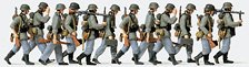 行進する独軍擲弾兵と機関銃手・12体・1939-45 (プラモデル)
