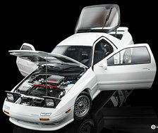 Mazda RX-7 FC3S 1989 White Silver Wheel (Diecast Car)