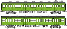 1/80(HO) J.N.R. Series 103 Original Window, Non-Air-Conditioned Car Yellow Green #6 without Motor Additional Two Car Set B (MOHA103 + MOHA102T) (without Motor) (Add-On 2-Car Set) (Model Train)